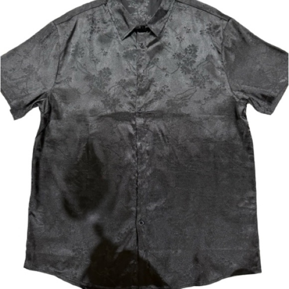 Black Casual Floral Button Down Shirt